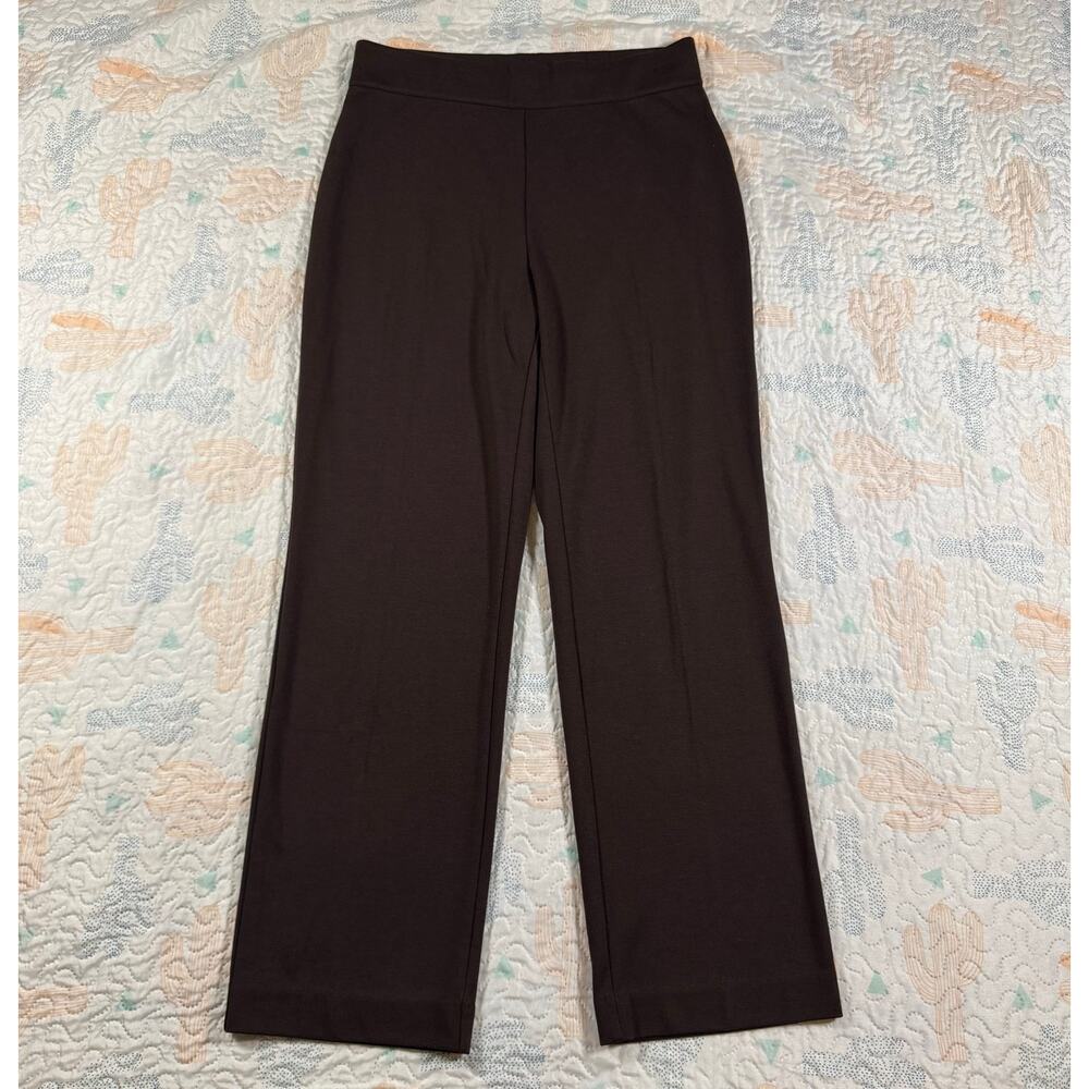Studio Works Petite Brown Pull On Dress Pants Womens PM Stretch